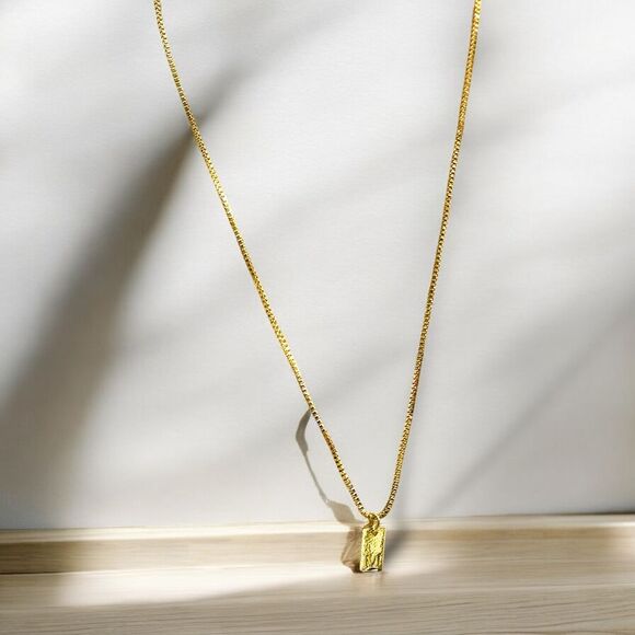 Gold-Plated Initial Bar Pendant Necklace 14k Over‎ stainless steel - Picture 10 of 16